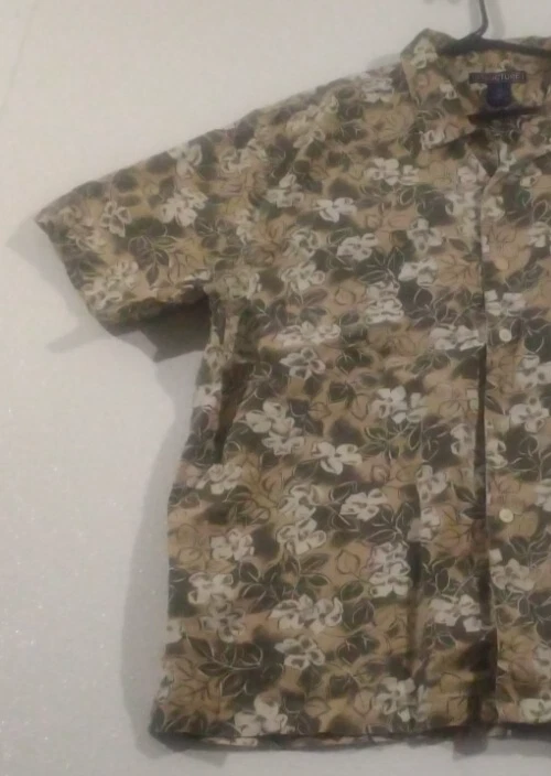 Men's Structure Hawaiian Button Up Short Sleeve Shirt, Green/White, Size XL - Image 4 of 4