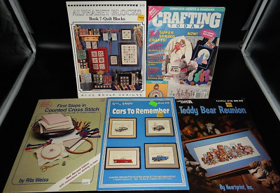 5 VTG Cross Stitch Patterns-Kappie, American Needle Work, Leisure Arts and More