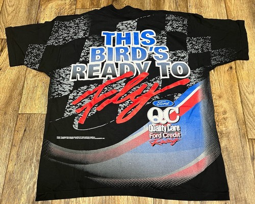 Vintage Dale Jarrett Nascar All Over Print Graphic Tee Black XL Great Condition - Picture 2 of 3