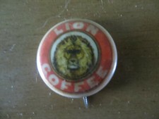 RARE LION COFFEE IT'S PERFECTLY PURE ,CELLULOID 1900'S ADVERTISING BUTTON PIN