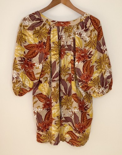 Jayson Brandon Line Blend Autumn Print Blouse Shirt Top, size XL 3/4 puff sleeve - Picture 4 of 7