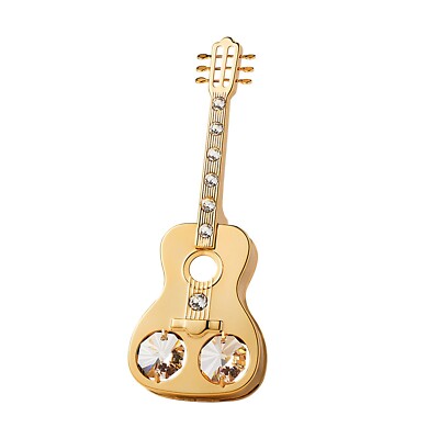 SWAROVSKI CRYSTAL ELEMENT STUDDED ACOUSTIC GUITAR FIGURINE 24K GOLD PLATED