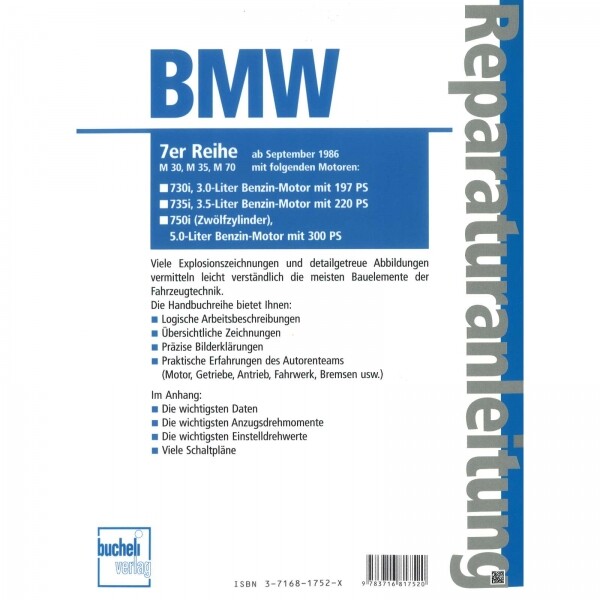 Thumbnail - Bmw 7er 730i 735i 6-zyl./750i 12-zyl., Typ E32 (09.1986-06.1994)