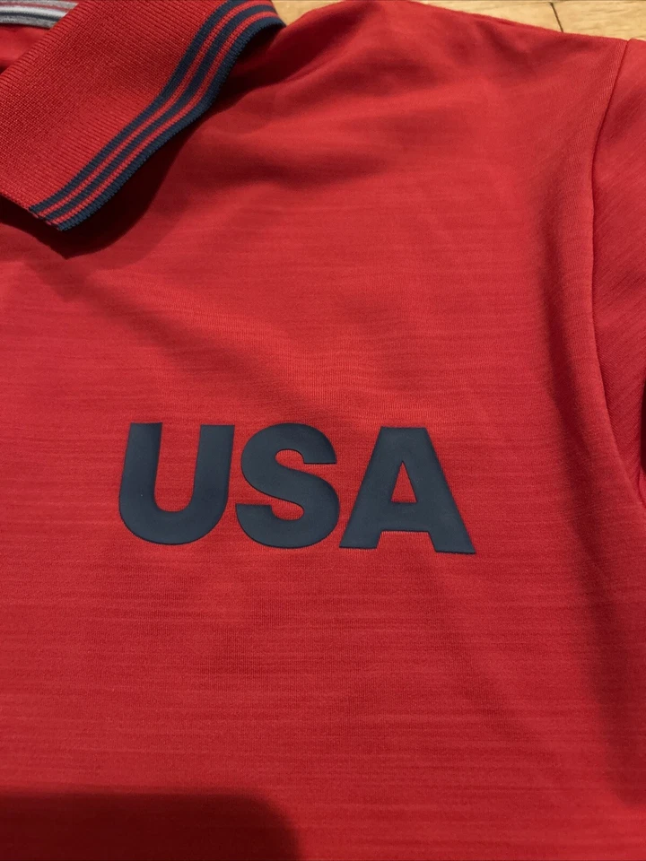 阿迪达斯 Team USA Ultimate 365 纯色高尔夫 Polo 衫 M 码 DN4221 红色罕见男式 — 第 2/4 张图片