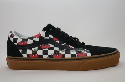 vans old skool cherry black & gum checkered skate shoes