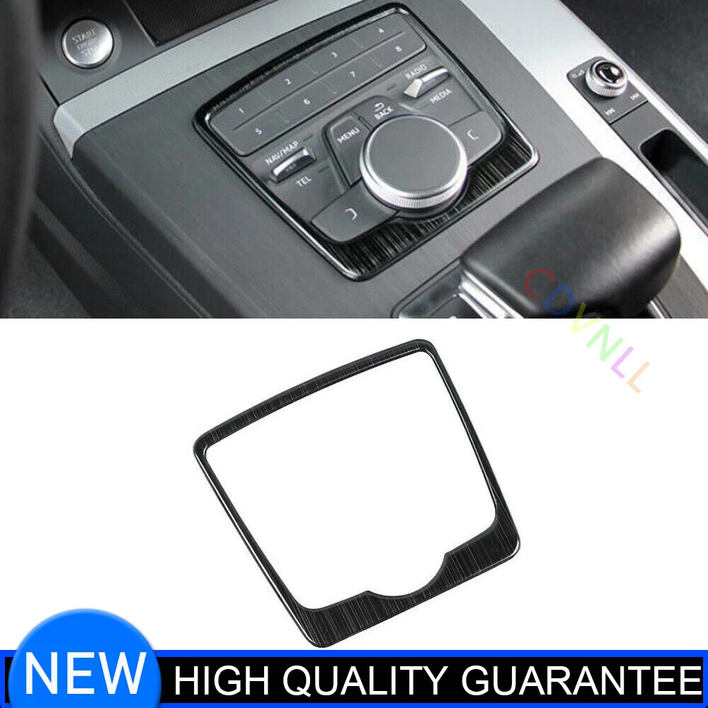 Fit For Audi Q5 2018-2021 Black Titanium Central Console Multimedia Frame Trim