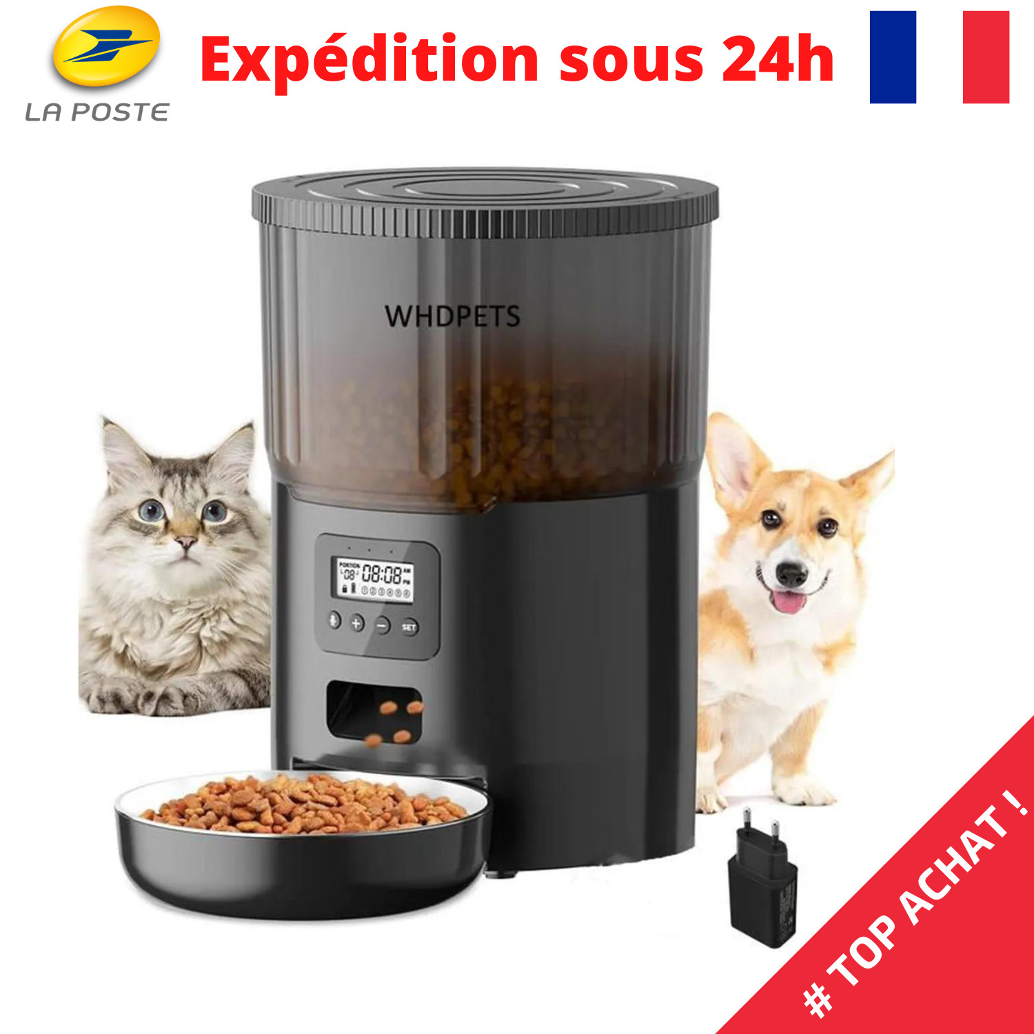 Distributeur automatique croquettes chat chien pour weekend et voyage