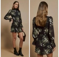 Reformation Archie Long Sleeve Mini Goergette Floral Dress Size 4