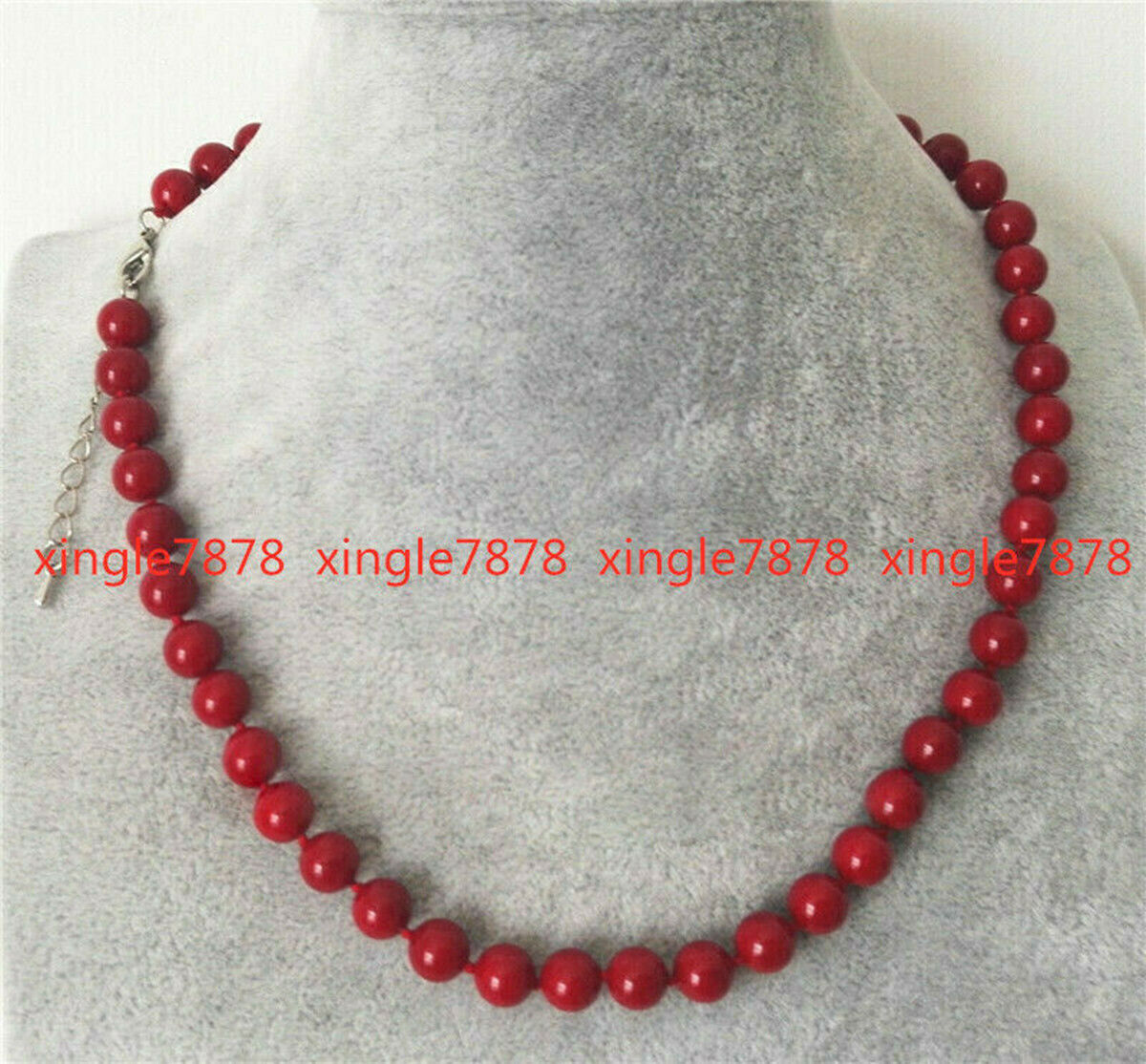 Natural 8mm South Sea Red Coral Round Gemstone Beads Necklace 18 AAA