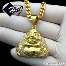 18-36"Stainless Steel 5mm Gold Plated Cuban Chain Cubic Zirconia Pendant GP129