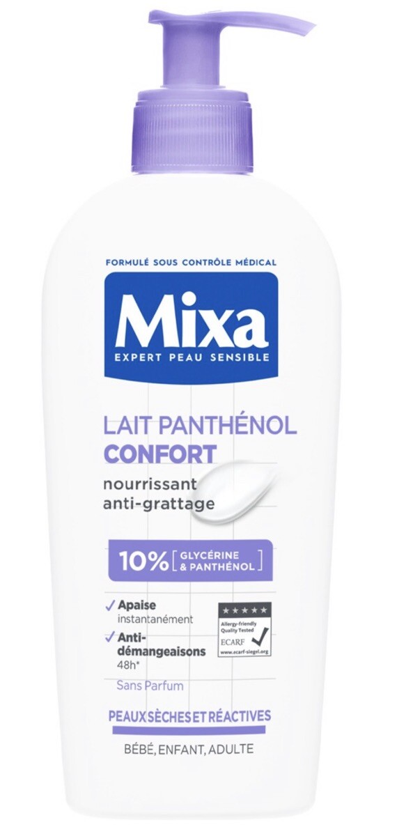 Lait nourrissant Mixa Panthénol confort 400ml hydratation intense peaux atopiques