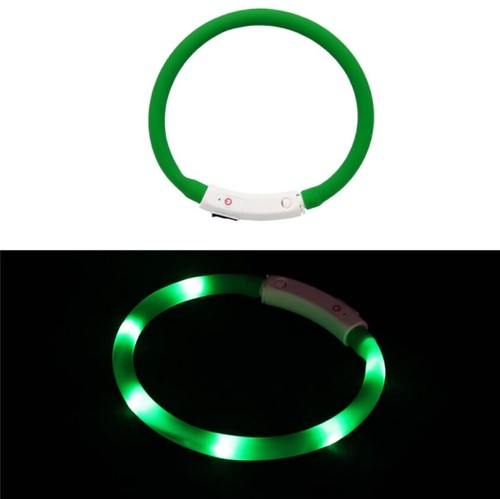 LED Soft Safety Light Dog Collar USB Charge No Battery Needed - Blue or Green - Picture 10 of 10