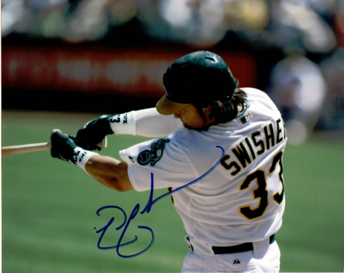 Oakland A's Nick Swisher autographed 8x10 action color photo