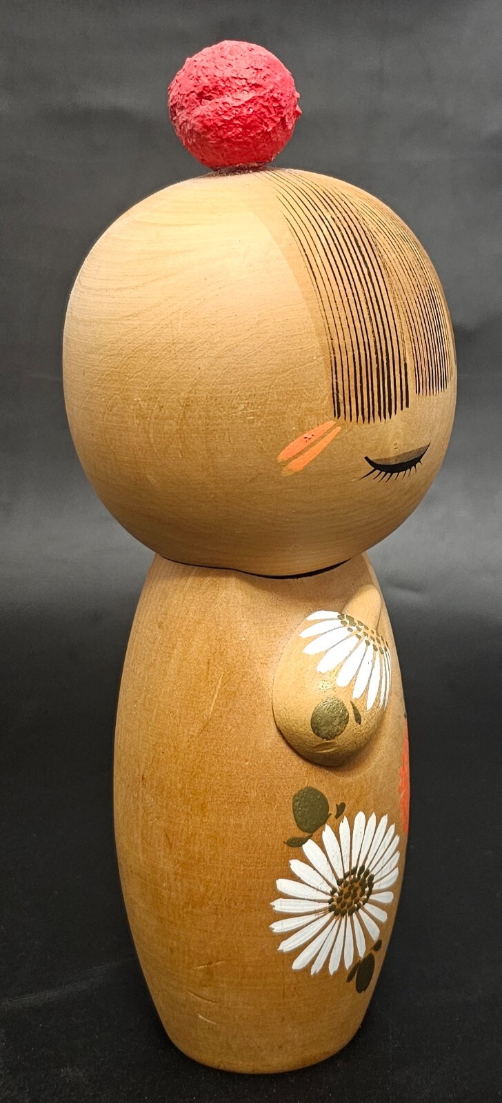 Large Japanese Kokeshi Doll Hand-Painted  11" Stamped & Numbered on Bottom Vtg