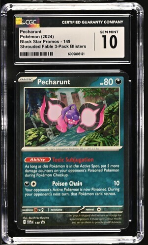 CGC Gem Mint 10 Pecharunt 149 Black Star Promo Pokémon Shrouded