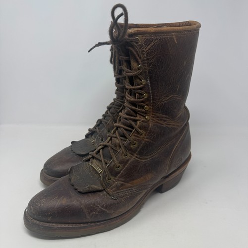 Double-H Lacer Logger Brown Work Boots Round Toe DH9718 Men's Size 8.5D USA - Picture 12 of 20