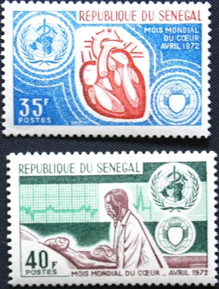 SENEGAL 1972 487-88 359-60 World Health Month Welt Herzmonat Medicine WMO MNH - Bild 1 von 1