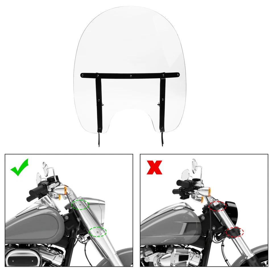 Windscreen Windshield Fit For Harley Softail Heritage Softail Classic 2000-2017 - Imagen 4 de 4