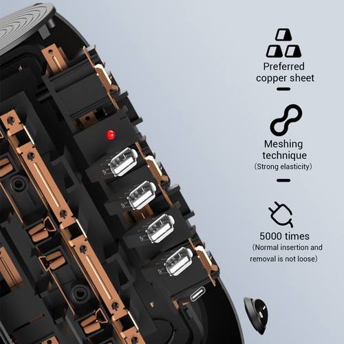 Power Strip Multi Socket 12 AC Outlets & 4 USB Ports 1 Type C Wall Socket Outlet - Picture 3 of 15