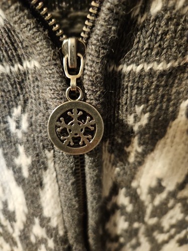 The Villager Sport Fair Isle Petite Large Women's Cardigan Full Zip Gray White - Picture 4 of 10