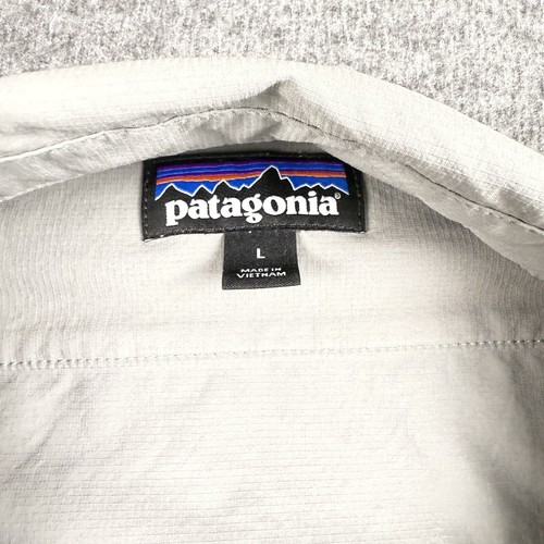 Patagonia Shirt Mens L Gray Stretch Planing Hybrid Button Flying Fish UPF DWR - Picture 3 of 16