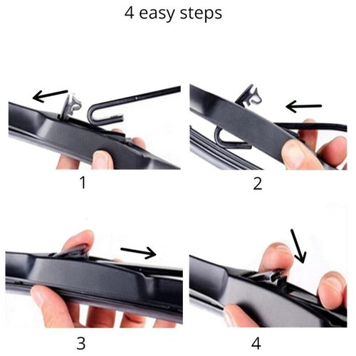 Daewoo Musso Wiper Blades Hybrid Aero For SUV 1998-2002 FRT PAIR & REAR 3 xBL - Picture 5 of 10