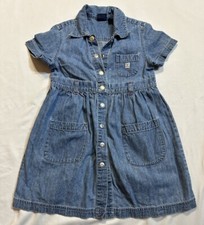 Gap Kids Little Girl Jean Dress Blue Denim Size Small Snap Button Up Flared