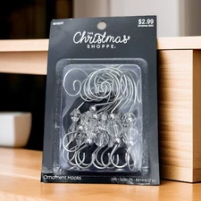 Christmas Shoppe Silver Ornament Hooks - New Set of 12