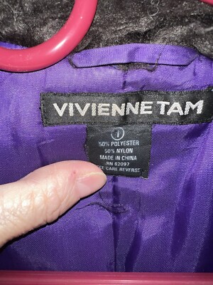 90s a/w 1998 vivienne tam brocade purple fur trim coat rare sz 1