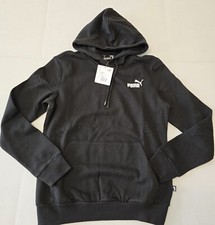 Puma Women's Black Fleece Lined Long Sleeve Logo Embroidered Pullover Hoodie SM