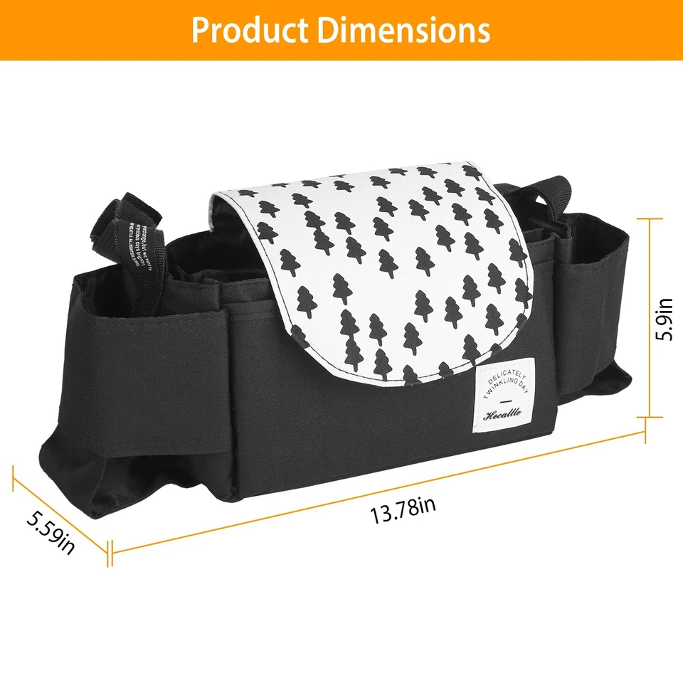 Baby Stroller Bag Trolley Bag w/ Cup Holder 6 Pockets for Paper Tissue Diaper US - Image 2 of 4