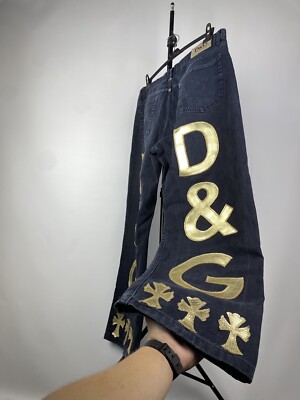 Dolce & Gabbana Double BIG LOGO Faded Black Denim Pants Dolce & Gabbana Double BIG LOGO Faded Black Denim Pants