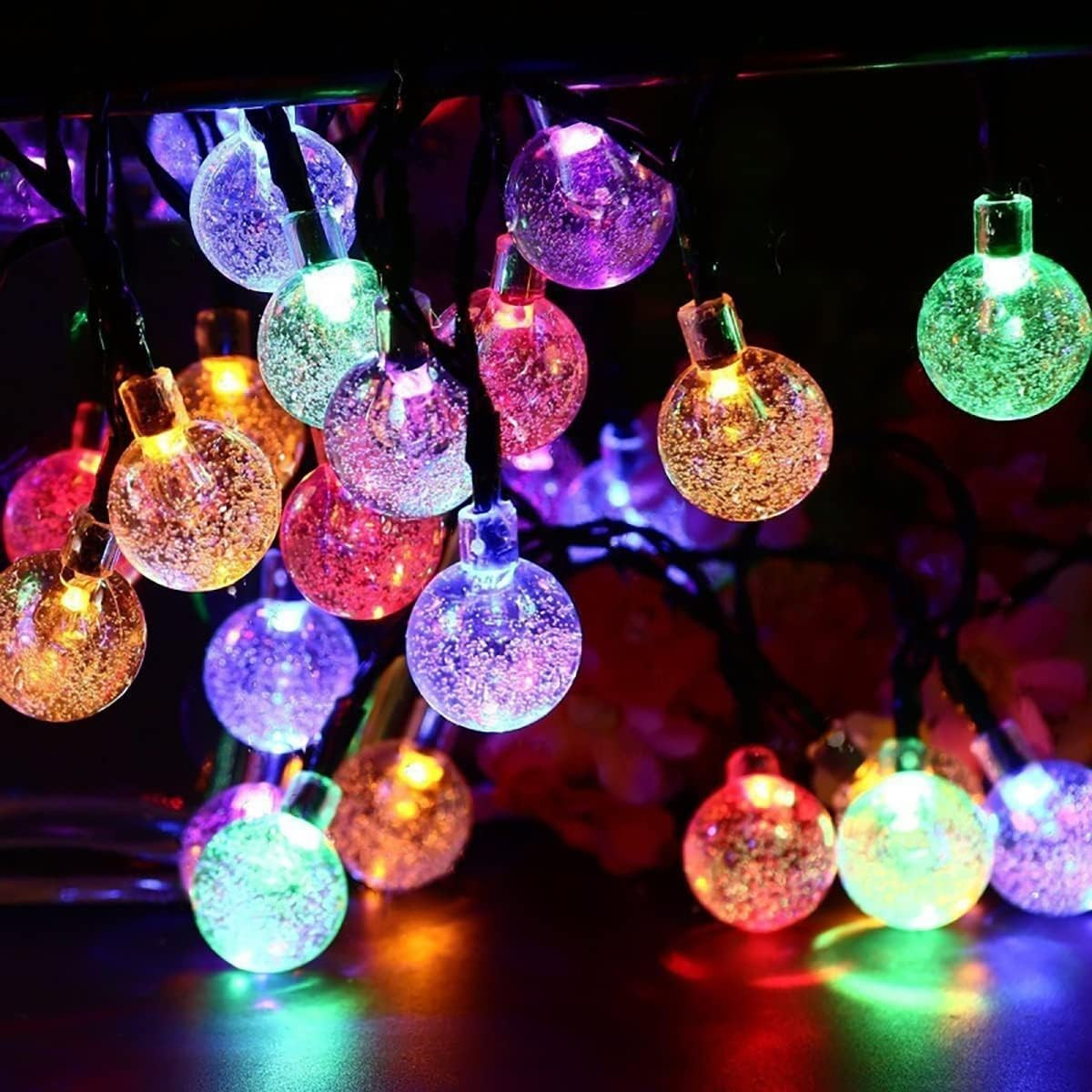 Guirnalda De Luz Solares 11M 60Pcs Bombillas Solares Iluminación Jardin Bolas Lu