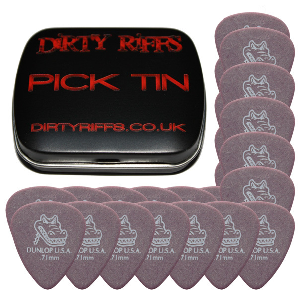 24 x Dunlop Gator Guitar Picks / Plectrums - 0.71mm In A Handy Pick Tin