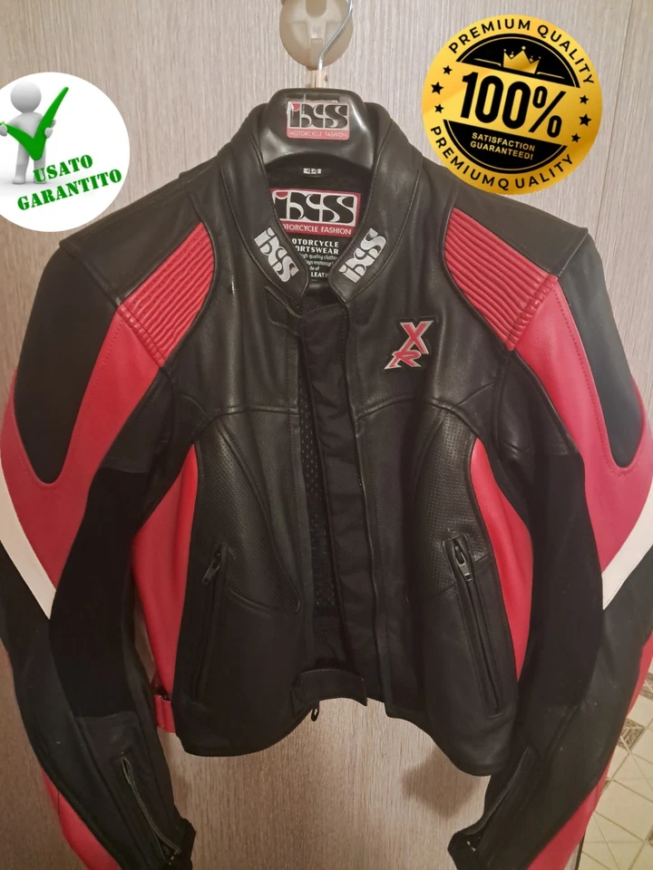 🏍Giubbotto Moto Marca iXS- Pelle TG 44 Unisex - Perfette Condizioni Protezioni - Immagine 2 di 4