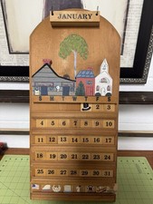 Perpetual Wooden Wall Calendar Vintage 1991 Made In The USA