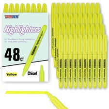 Yellow Highlighters Bulk 48 Pack Bible Safe Study Pens set New Pk