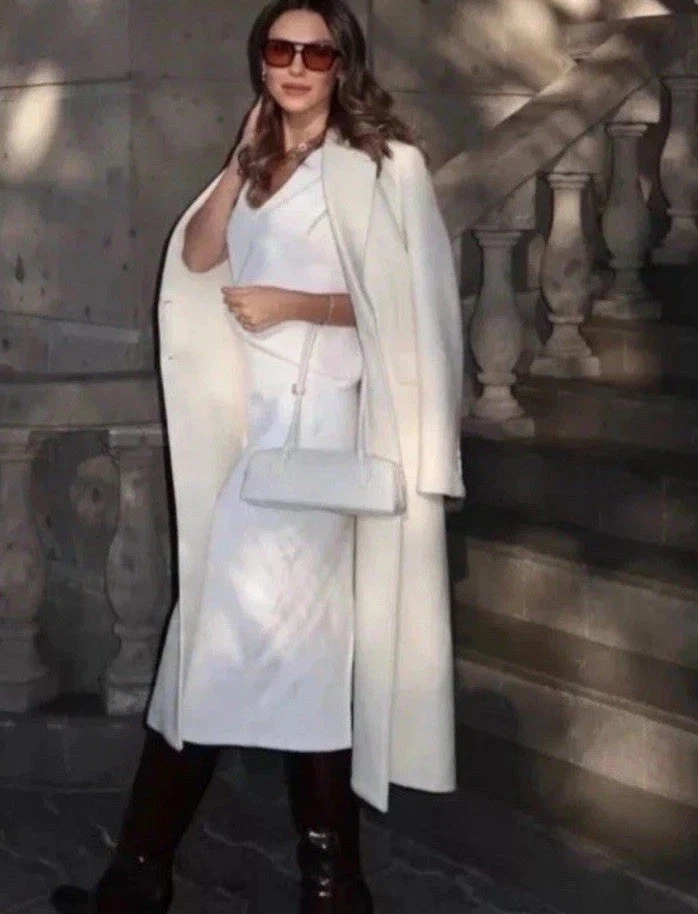 ZARA ZW COLLECTION TAILORED WOOL BLEND COAT WHITE FW24/25 Size XL REF. 9047/632 - Image 3 of 4