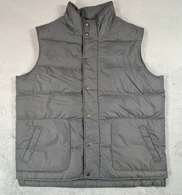 Lands End Down Vest Mens XL 46-48 Gray Quilted Puffer Vest Outdoors