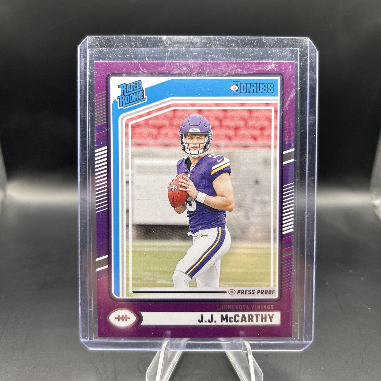 2024 Panini Donruss - Rated Rookie J.J. McCarthy #303 Purple Press Proof (RC)