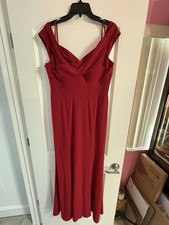 Nightway Red Off the Shoulder Strap Long Gown Sleeveless Dress Size 10