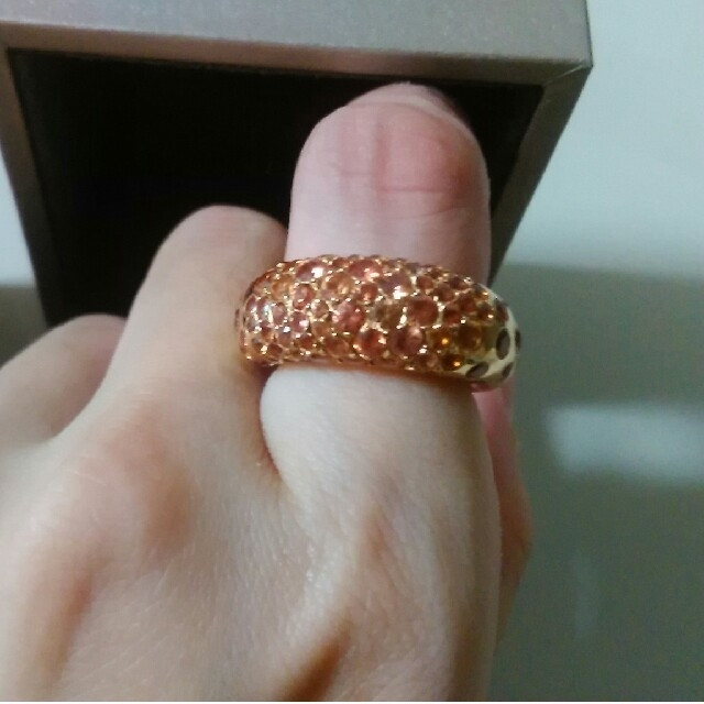 Chaumet Anneau Caviar Orange Sapphire 18K Yellow Gold Ring W/Case Size *Gmd338