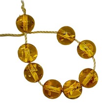 Amber Round Beads  6 1/2 mm  Yellow  8 Beads 