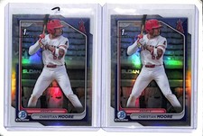 (2) Lot 2024 Bowman Chrome Draft Christian Moore Refractor 1st Prospect #BDC-13