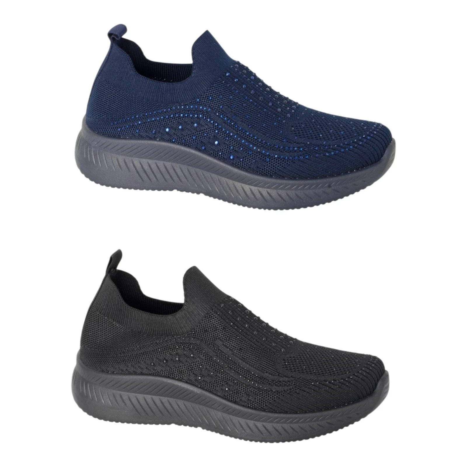 Boulevard Womens Mesh Trainer Slip On Flat Elasticated Lightweight Shoes Size