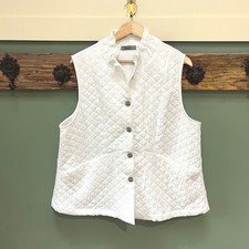 Chalet et Ceci White Quilted Ruffle Mock Neck Vest V24191 Large Made in USA
