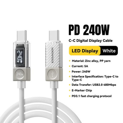 240W USB Type C Cable For iPhone 17 16 For Macbook Fast Charger Type C Cable