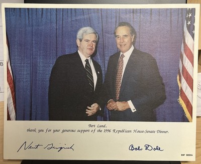 Official Republican Photo Bob Dole & Newt Gingrich with autos