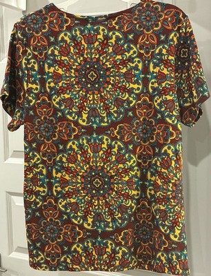 NWT Rafaella Studio Medallion Print Tunic Top Boho Retro Rave Women s L Artsy