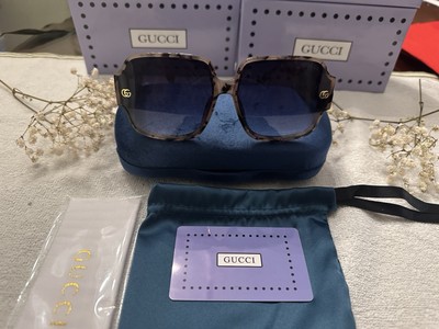GG Sunglasses Gucci Frame Animal Print Leopard Pattern Black Lens